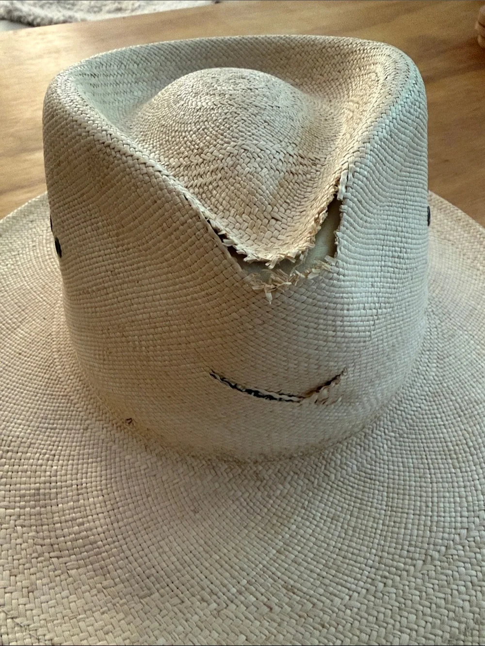Christy Natural Straw Panama-Style Fedora Hat